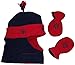 N'Ice Caps Boys Wrap Around Hat and Mitten Set with Embroidery