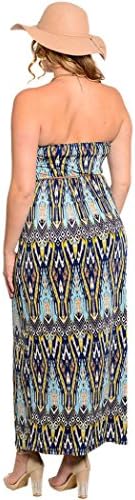 Feellib Women's Plus Size Strapless Column Maxi Dress 2X-Large Navy Mustard Blue
