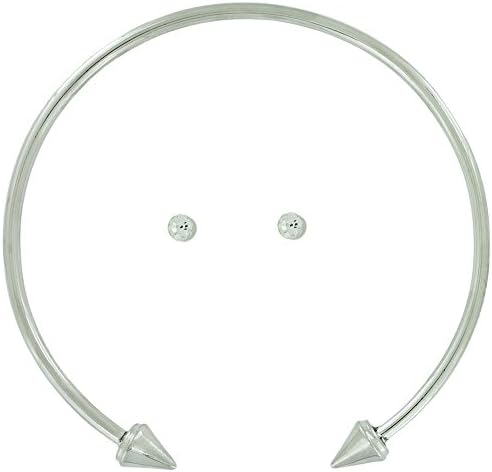 Smooth Choker Pointed Tips Necklace w/ White Stud Earrings: Silver - AtStyle247