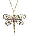 10k Multi-Color Gold Filigree Dragonfly Pendant, 18"