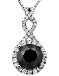 2.37ct Black Round Diamond Solitaire Necklace Pendant 18k White Gold