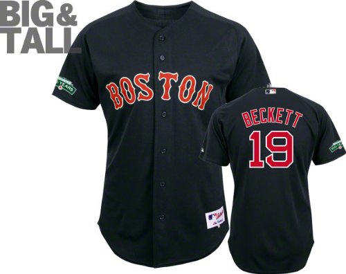 Josh Beckett Jersey: Big & Tall Boston Red Sox #19 Alternate Navy Authentic Jersey with Fenway Park 100th Year Anniversary Patch