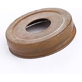 Package of 6 - Rusted Metal Small Mouth Canning Jar Lids with 1-1/16" Hole for Making Soap and Lotion Dispensers