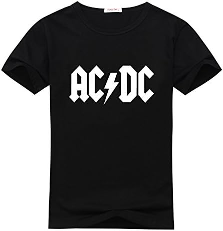 AbayCrosson Youth ACDC Band Short Sleeve Tee Black T-shirts Size S(8Y-10Y)