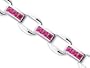 One of a Kind Design Princess Cut Created Ruby Gemstone Bracelet in Sterling Silver