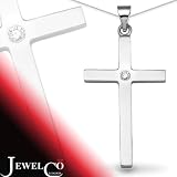 Jewelco London 9 Carat White Gold 5pts Diamond Cross (Comes with 18 inch Pendant Chain)