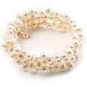 3 Strand Snow White Freshwater Pearl Wrap Bangle Bracelet (6mm)