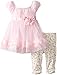 Nannette Baby Girls' Smocked Dress with Rosette Skirt and Print Legging