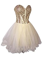 Short Satin/Tulle Crystal Lace-Up Sequined Crystals Evening Dress/Prom Dress/Mini Dress 