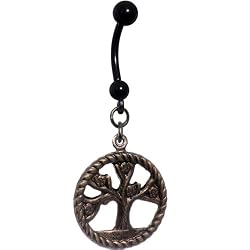 Handcrafted Antiqued Tree of Life Belly Ring