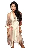 Zavetti Gorgeous Satin 2-piece Lace Detail Robe Set Nightwear for Women UK 12-14, Lady's Fashion, Gift Choice