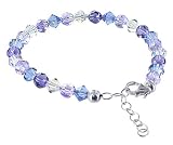 Sterling Silver Amethyst Lavender and Blue Crystal adjustable Bracelet 7 to 8 inch Made with Swarovski Elements
