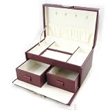 Coffret &agrave; Bijoux Cuir "So British" taupe aubergine