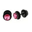 Black Anodized Stainless Steel Faux Plug - Pink CZ- 16g Stud - 6mm Fake Plug - Sold as a Pair Black Anodized Stainless Steel Faux Plug - Pink CZ- 16g Stud - 6mm Fake Plug - Sold as a Pair