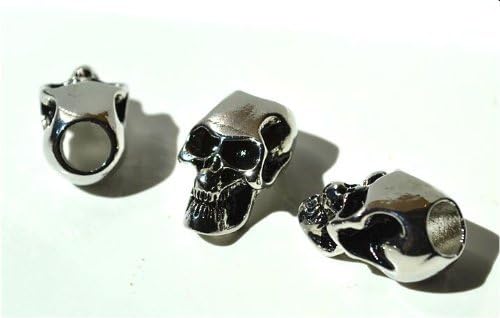 5 Metal Chrome Skull Beads For 550 Paracord Bracelets, Lanyards, & Other Projects