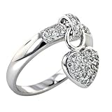 0.45 ct ROUND DIAMOND FASHION HEART SHAPED RING made in 18K WHITE GOLD