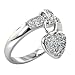0.45 Ct Diamond 'Hanging Heart' Cocktail Ring 14k White Gold