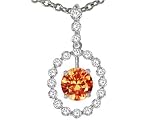 0.95 cts 14k Orange Sapphire and Diamond Pendant - 14kt White or Yellow Gold
