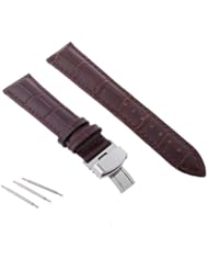 Neewer 12mm Crocodile Pattern Leather Watch Band with Stainless-steel Butterfly Buckle?Brown)