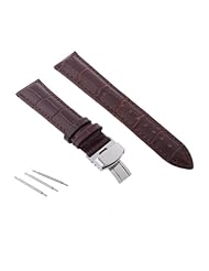 Neewer 22mm Crocodile Pattern Leather Watch Band with Stainless-steel Butterfly Buckle?Brown)