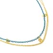 Gold and Imitation Turquoise Skull Triple Layer Charm Necklace Fashion Jewelry
