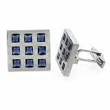 Sterling Silver Blue CZ Trendy Men's Cufflinks