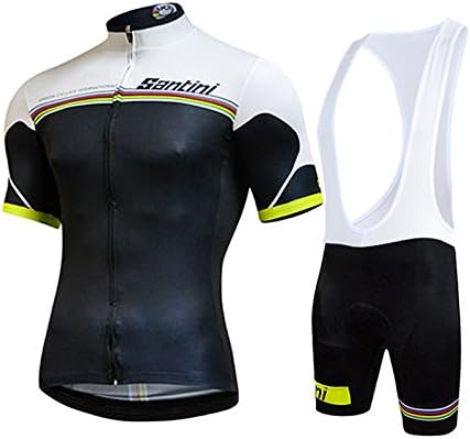 2015 santini Cycling Cycling Jersey Maillot Ciclismo Short Sleeve and Cycling bib Shorts Cycling Kits Strap cycle jerseys Ciclismo bicicletas (XL)