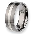 Sterling Silver Inlaid Brushed Titanium Ring (8.0 mm) - Sizes 6-13