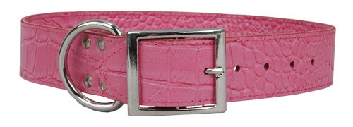 Croco - Faux Crocodile Leather Collar - 1 1/2 in. x 22 in. - Pink