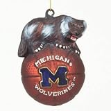 Michigan Wolverines 5 Glass Mascot Basketball Ornament