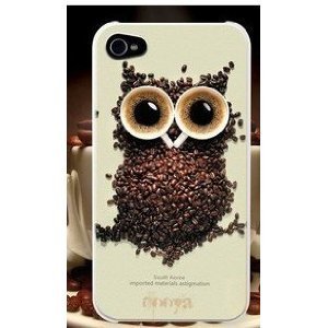 [Buy World] for Iphone 5 Owls Coffee Cup Aluminum Hard Case High Quality White Black Cofee Owl +Screen Protector + Toilet Stand