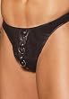 Leather Thong With Studs And Rings (Black;Men's Plus Size)