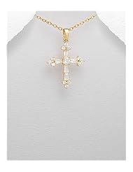 Cross CZ Pendant Necklace In 92.5 Sterling Silver