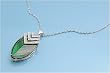 Necklace with Oval-Shaped Emerald and Clear CZ - Sterling Silver, 16-20" Chain, Charm Size: 31 mm