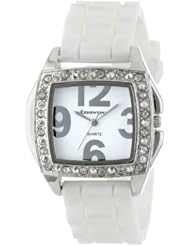 Cerentino Womens CR100-WHT  White Silicone Rubber Rhinestones Watch