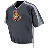 Ottawa Senators Pullover Jacket: Granite/Silver Lightweight 1/2 Sleeve Tek Patch NHL Pullover Jacket