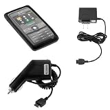 Durable Flexible Soft Black Silicone Skin Case + Rapid Car Charger + Home Travel Charger for Samsung Access A827 Cell Phone