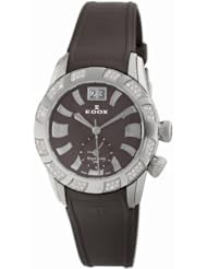 Edox Womens 62005 3D80 BRIN Royal Lady Brown Dial GMT Diamond Watch