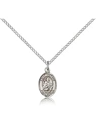 Free Engraving Included Medal- Sterling Silver St. Saint William of Rochester Pendant 1/2 x 1/4" 9114SS--w/18" Chain & Box Patron Saint of Adopted Children