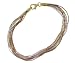 Sterling Silver Tri Color Diamond Cut 10-Strand Bracelet