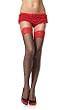 Silicone stay up industrial net thigh highs with contrast lace top