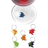 True Glass Angelfish Wine Charms, Multicolor