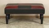 40.5 Wide HANDMADE LEATHER TUSCANY STYLE BENCH with Red Black Color Styling
