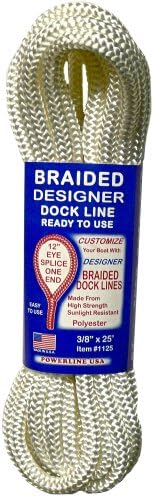 Rope USA Dock Line, White, 3/8-Inch x 25-Feet