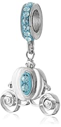 Disney Stainless Steel Crystal Carriage Dangle Pendant Bead Charm
