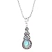 Beone Attractive Jewelry Tibetan Silver Warp Green Crystal Round Turquoise Pendant Chain Necklace Women
