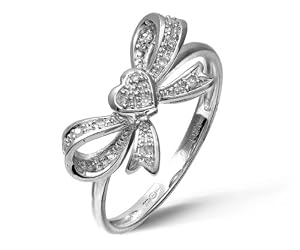 Bague Femme - Coeur - Or Blanc 375/1000 (9 Cts) 1.9 Gr - Diamant - T 52