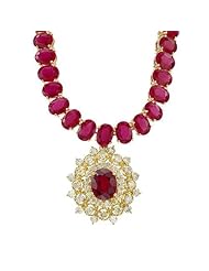 14K Yellow Gold 2.33 CTW Color K-L SI1-SI3 Diamond and 3.55 CTW Ruby Women Necklace. Length 17 in. Total Item weight 44.5 g.