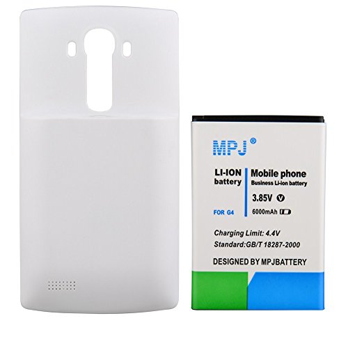 White lg g4 extended battery, mpj® 6000mah high capaci…