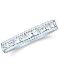 Size - 7.5 - 14k White Gold Princess Cut Channel Set Diamond Ladies Ladies... by 